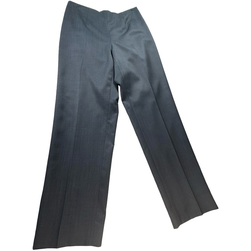 Worth NY Gray Wool Blend Pants Wide Leg Flat Front Side Zip Trousers Sz 6